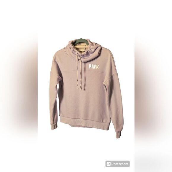 VS PINK Cowl Neck Fleece Sweatshirt Lavender Women's XS FOIL BLING - Picture 1 of 6